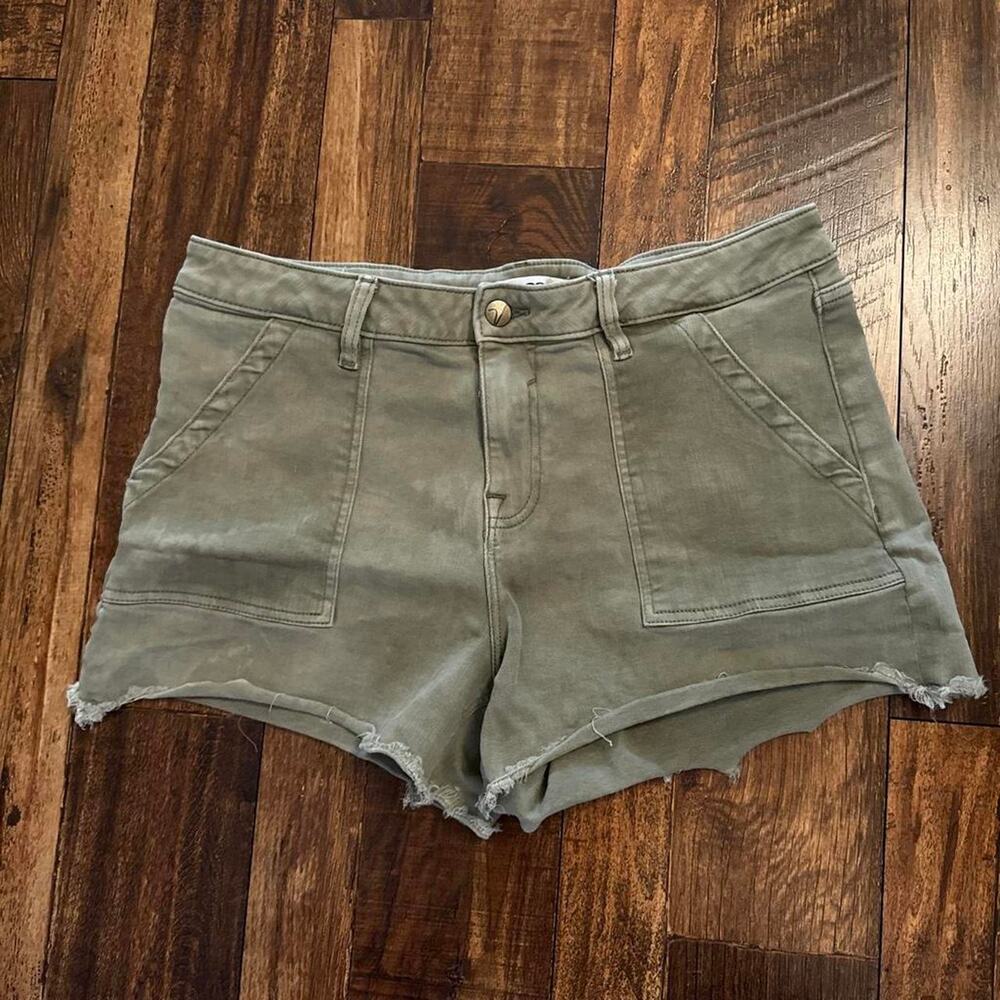 Olive green denim shorts